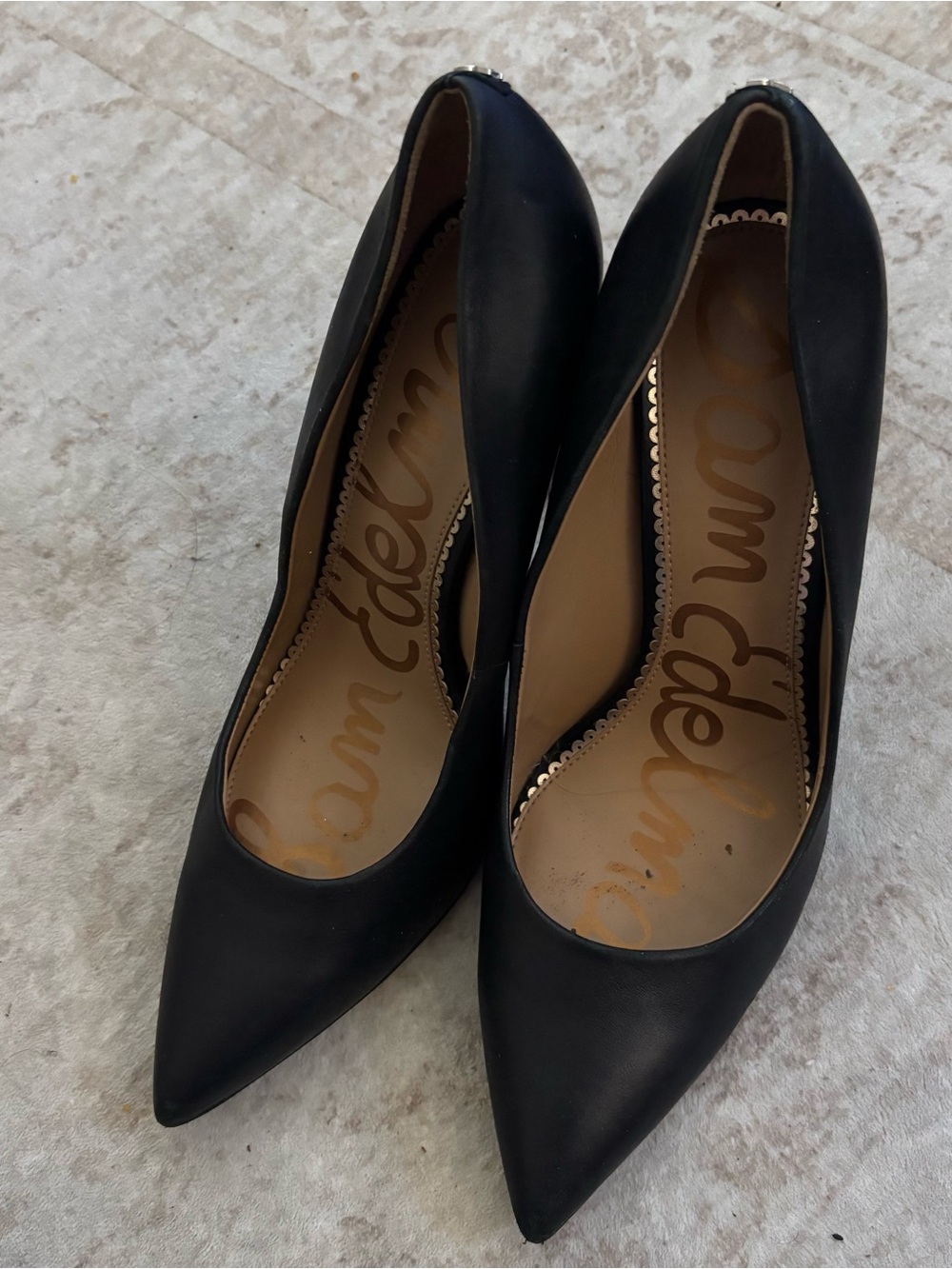 Sam Edelman Black Leather Pointed Toe Pumps
